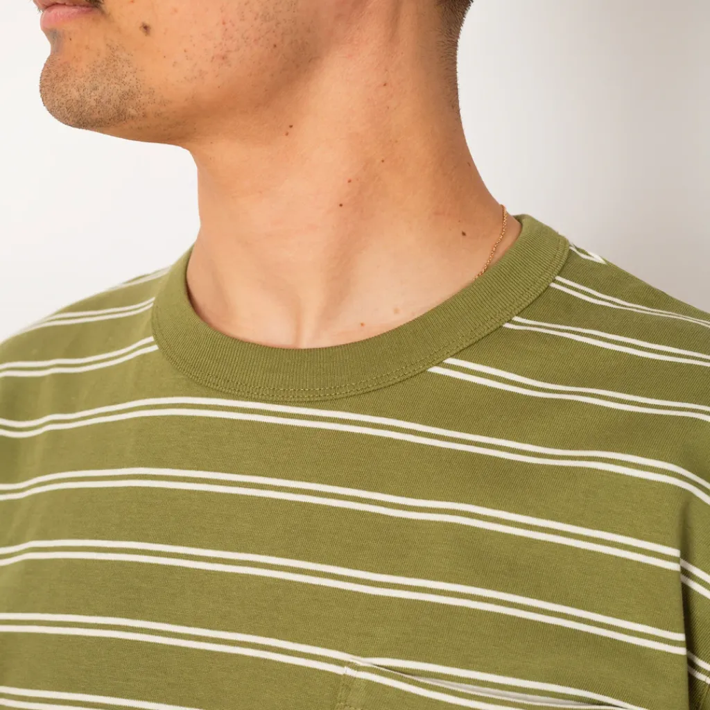 T-Shirts|Norse Projects Holger Organic Sailor Stripe Pocket Tee - Moss Green