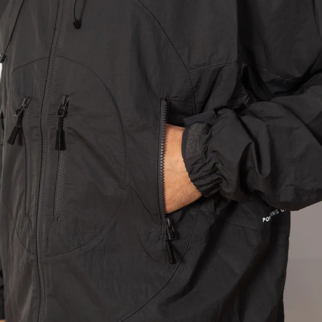 Jackets|Pop Trading Company Hooded O Jacket - Charcoal