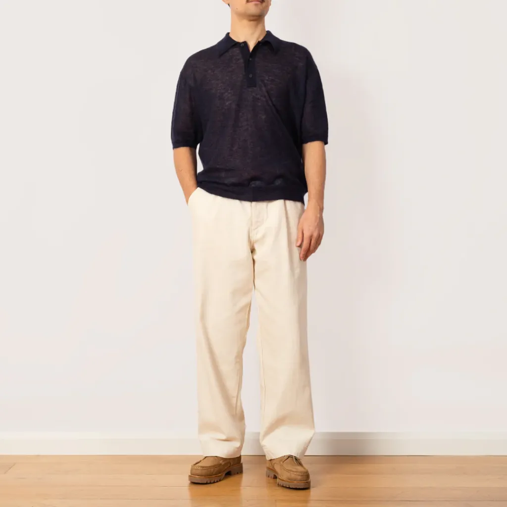 Knitwear|Auralee Kid Mohair Knit Polo - Navy