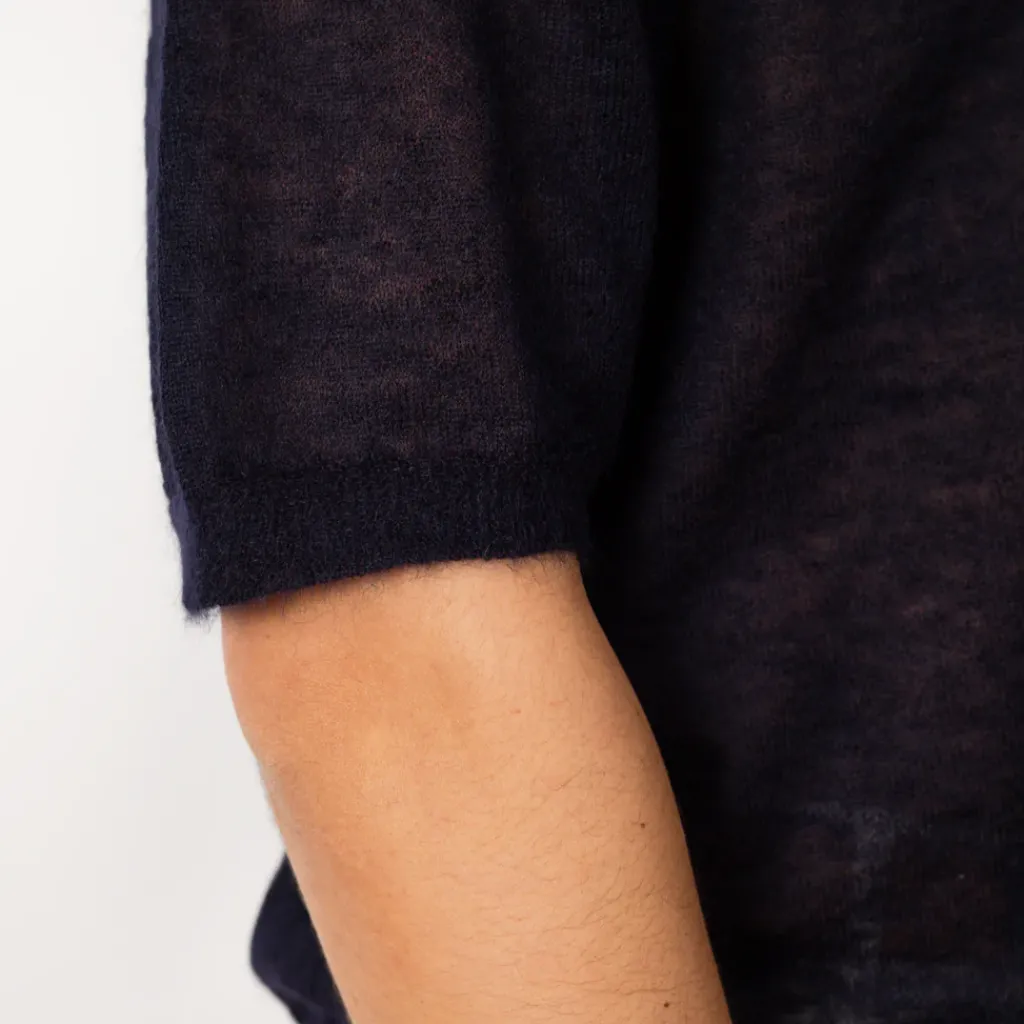 Knitwear|Auralee Kid Mohair Knit Polo - Navy