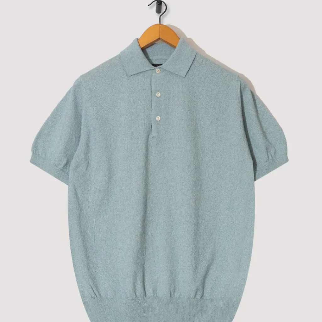 Knitwear|Beams Plus Knit Boucle Polo - Sax