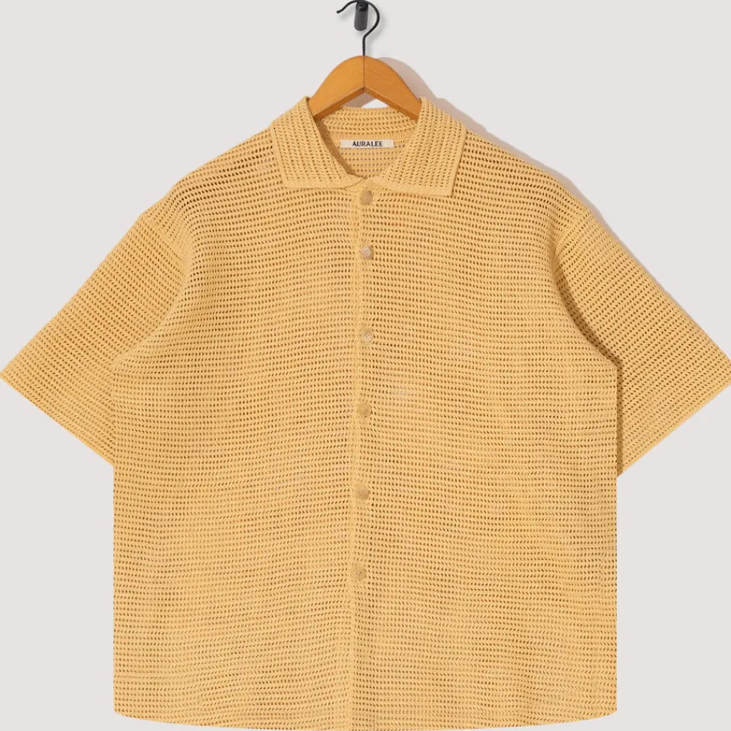 Shirts|Auralee Knit Half Sleeve Shirt - White Yellow