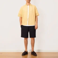 Shirts|Auralee Knit Half Sleeve Shirt - White Yellow