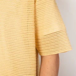 Shirts|Auralee Knit Half Sleeve Shirt - White Yellow