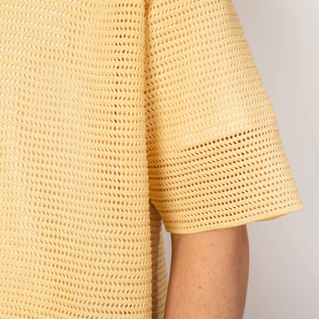 Shirts|Auralee Knit Half Sleeve Shirt - White Yellow