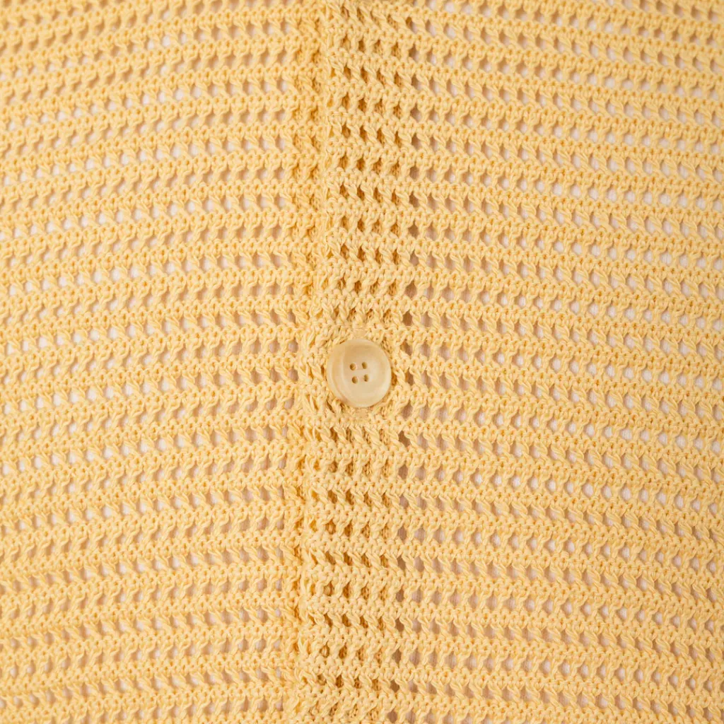 Shirts|Auralee Knit Half Sleeve Shirt - White Yellow