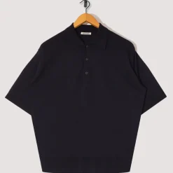 Knitwear|Auralee Knit Polo - Dark Navy