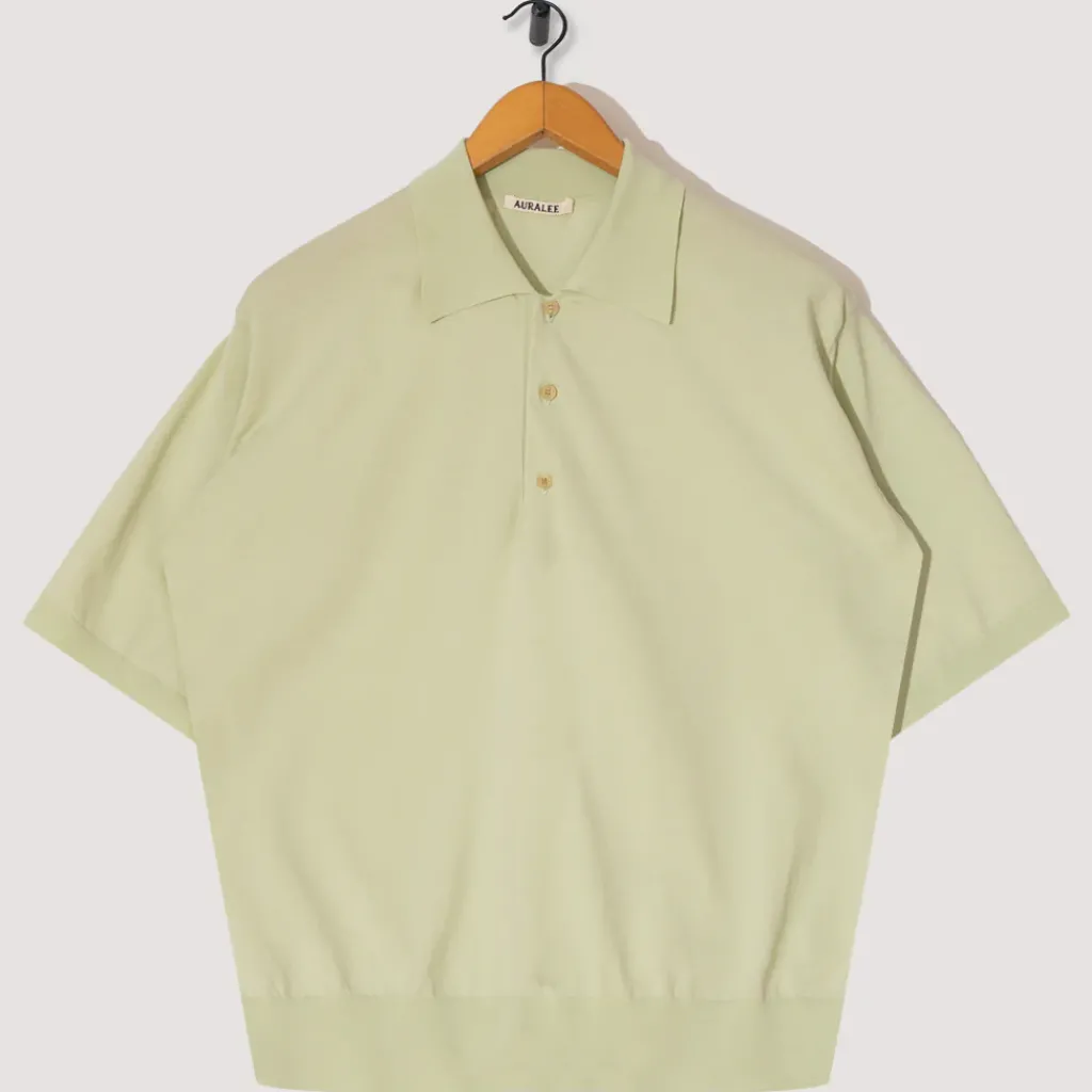 Knitwear|Auralee Knit Polo - Light Pistachio