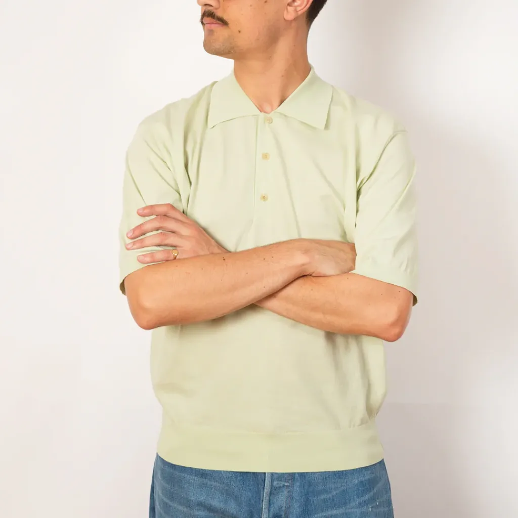 Knitwear|Auralee Knit Polo - Light Pistachio