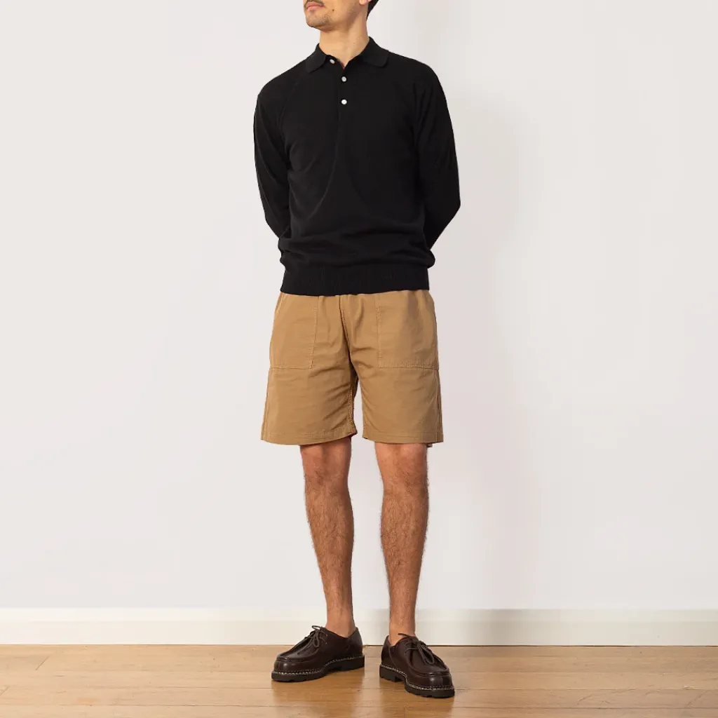 Shirts|Beams Plus Knit Polo 12G - Black