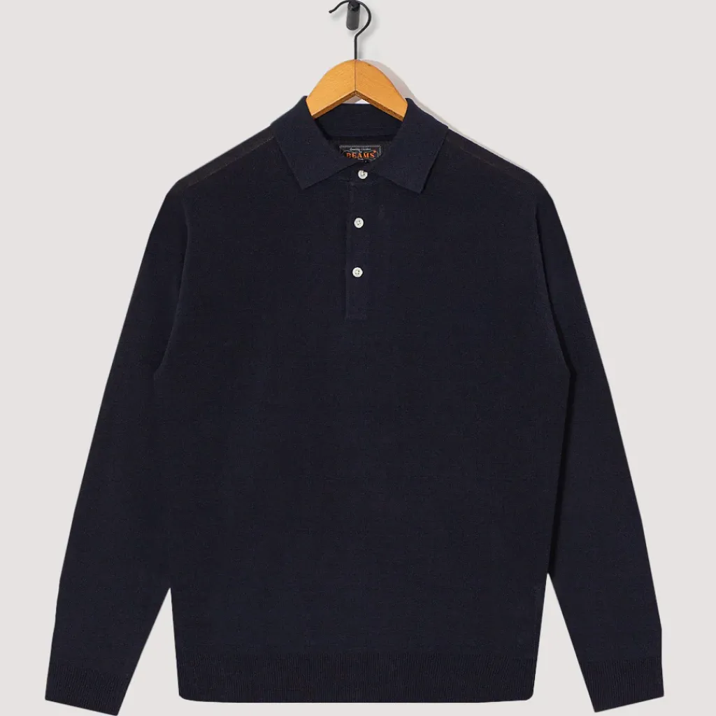 Shirts|Beams Plus Knit Polo 12G - Navy