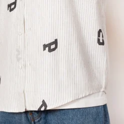 Shirts|Pop Trading Company Letters Striped Pop Shirt - White Linen