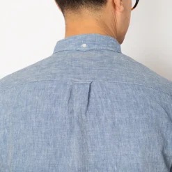 Shirts|Beams Plus Linen Chambray Shirt - Blue