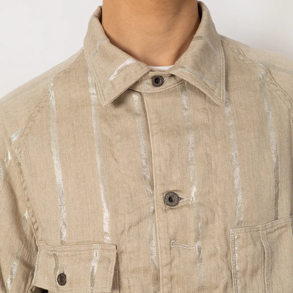 Jackets|Kapital Linen Glitter Phillies Stripe Cactus Coverall - Ecru