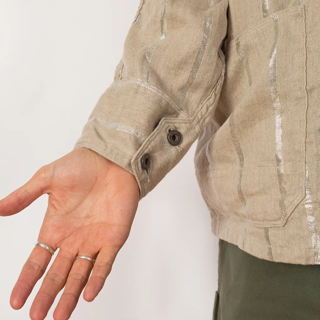 Jackets|Kapital Linen Glitter Phillies Stripe Cactus Coverall - Ecru