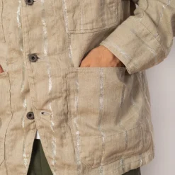Jackets|Kapital Linen Glitter Phillies Stripe Cactus Coverall - Ecru