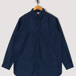 Shirts|OrSlow Linen Work Shirt - Indigo Check
