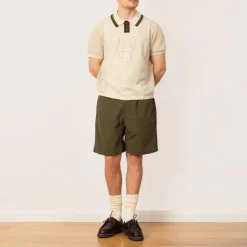 Shirts|Brain Dead Logo Head Pointelle Polo - Natural