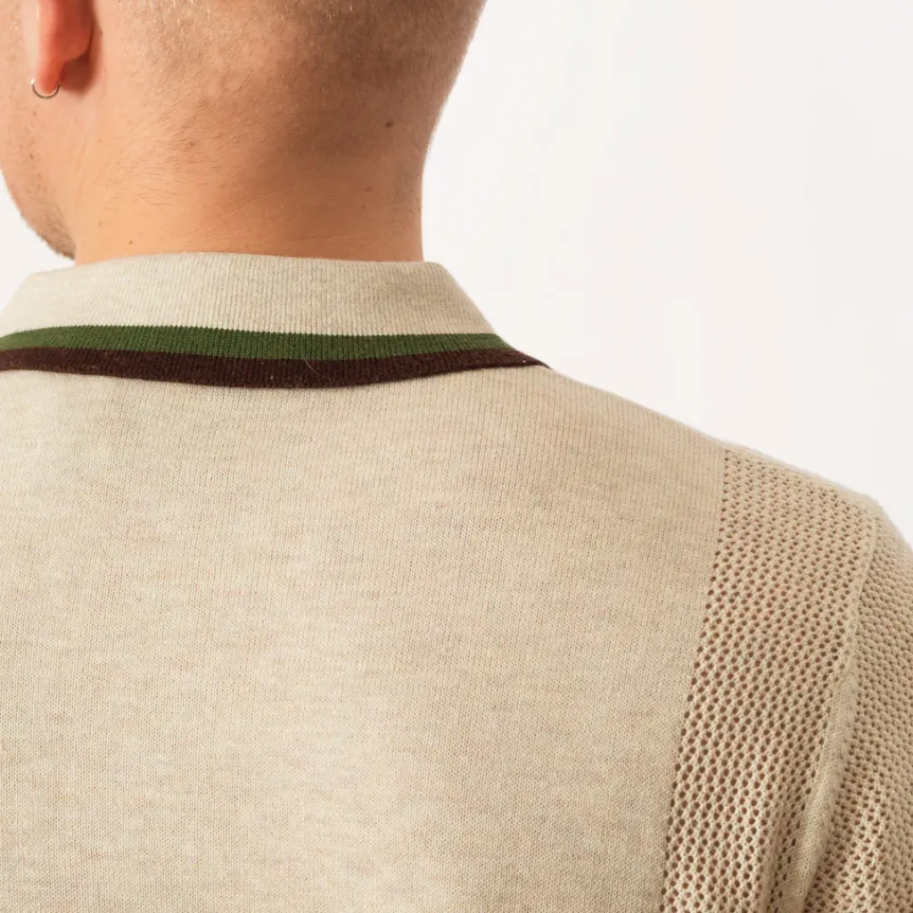 Shirts|Brain Dead Logo Head Pointelle Polo - Natural
