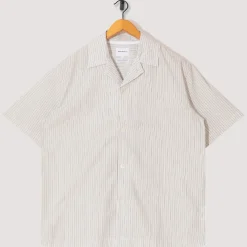 Shirts|Norse Projects Mads Poplin Stripe S/S Shirt - Ecru