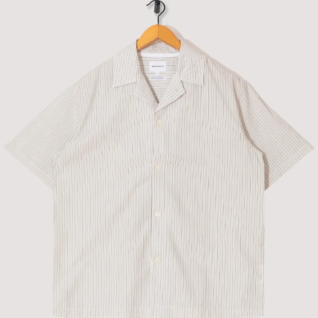 Shirts|Norse Projects Mads Poplin Stripe S/S Shirt - Ecru