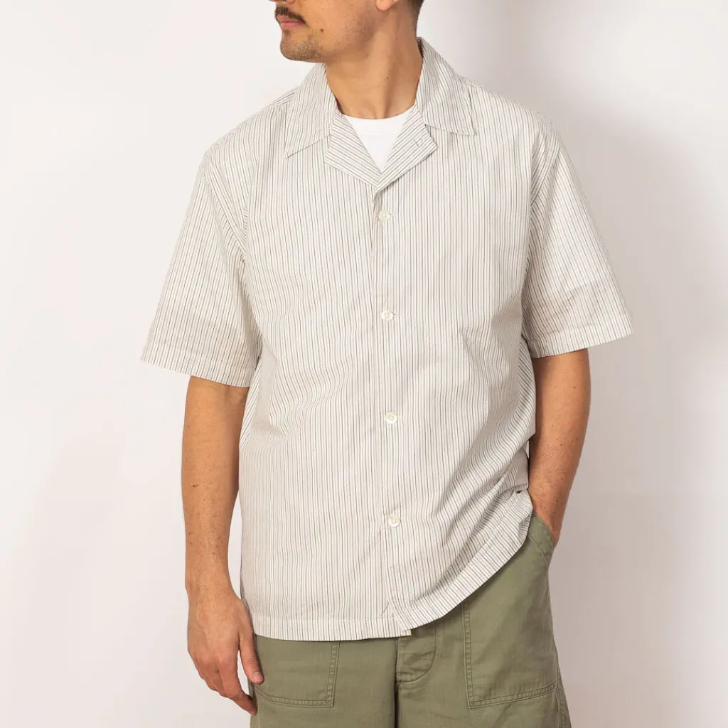 Shirts|Norse Projects Mads Poplin Stripe S/S Shirt - Ecru