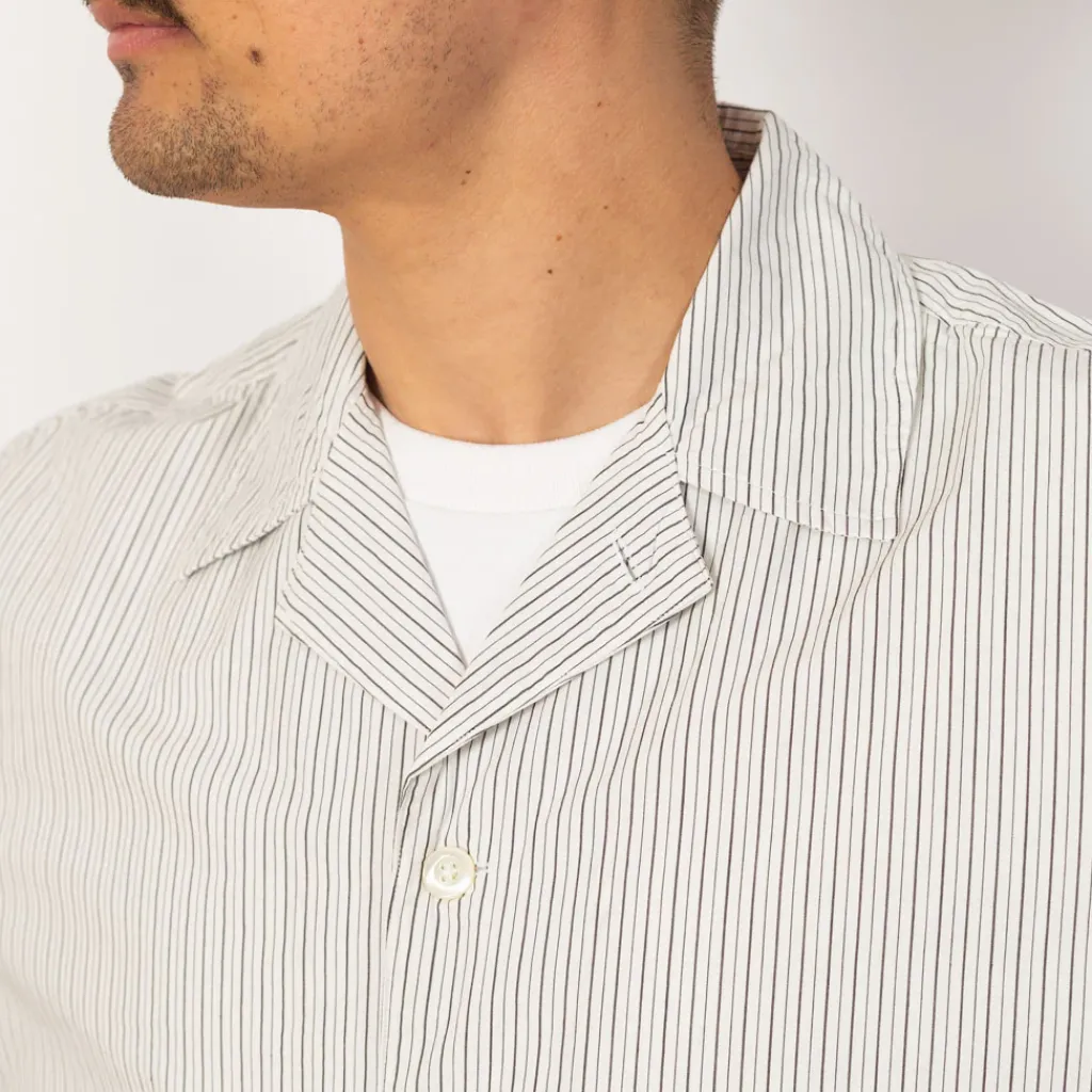 Shirts|Norse Projects Mads Poplin Stripe S/S Shirt - Ecru