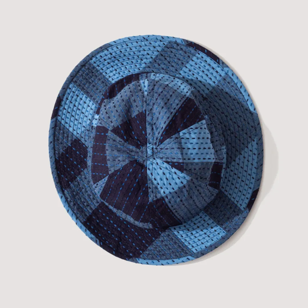 Headwear|Beams Plus MIL Hat Sashiko Plaid - Indigo