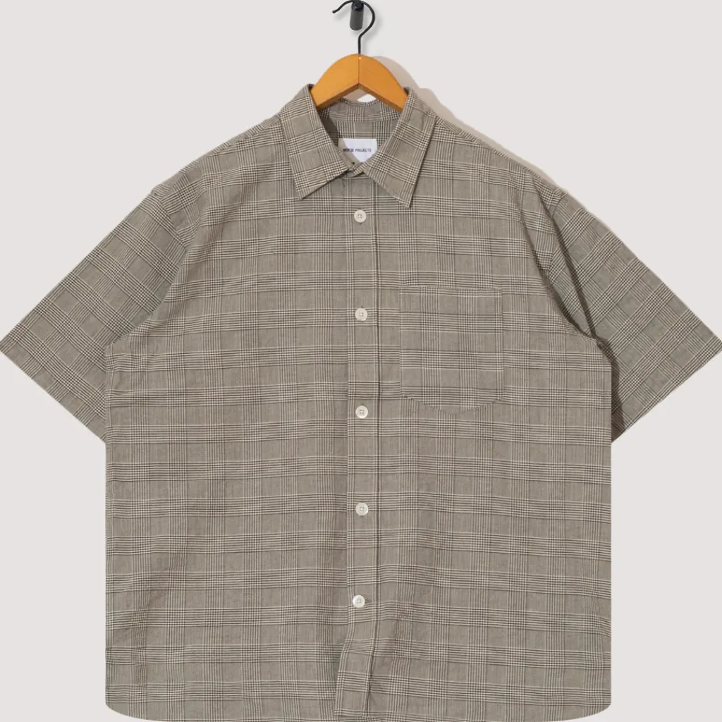 Shirts|Norse Projects Mo Oversized Check SS Shirt - Moss Green