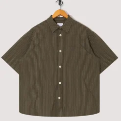 Shirts|Norse Projects Mo Oversized S/S Stripe Shirt - Moss Green