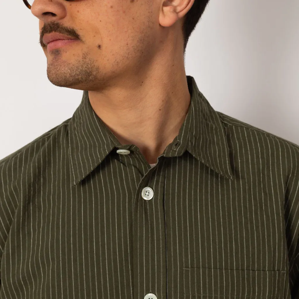Shirts|Norse Projects Mo Oversized S/S Stripe Shirt - Moss Green