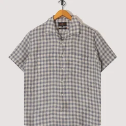 Shirts|Beams Plus Open Collar Plaid Shirt - Blue