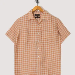 Shirts|Beams Plus Open Collar Plaid Shirt - Orange