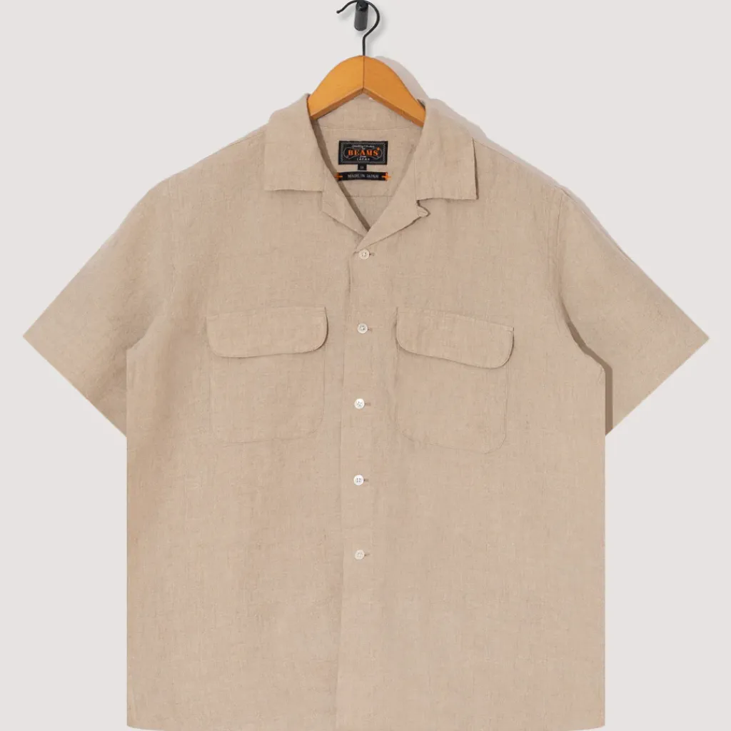 Shirts|Beams Plus Open Collar Shirt - Beige