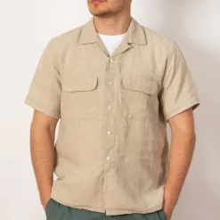 Shirts|Beams Plus Open Collar Shirt - Beige