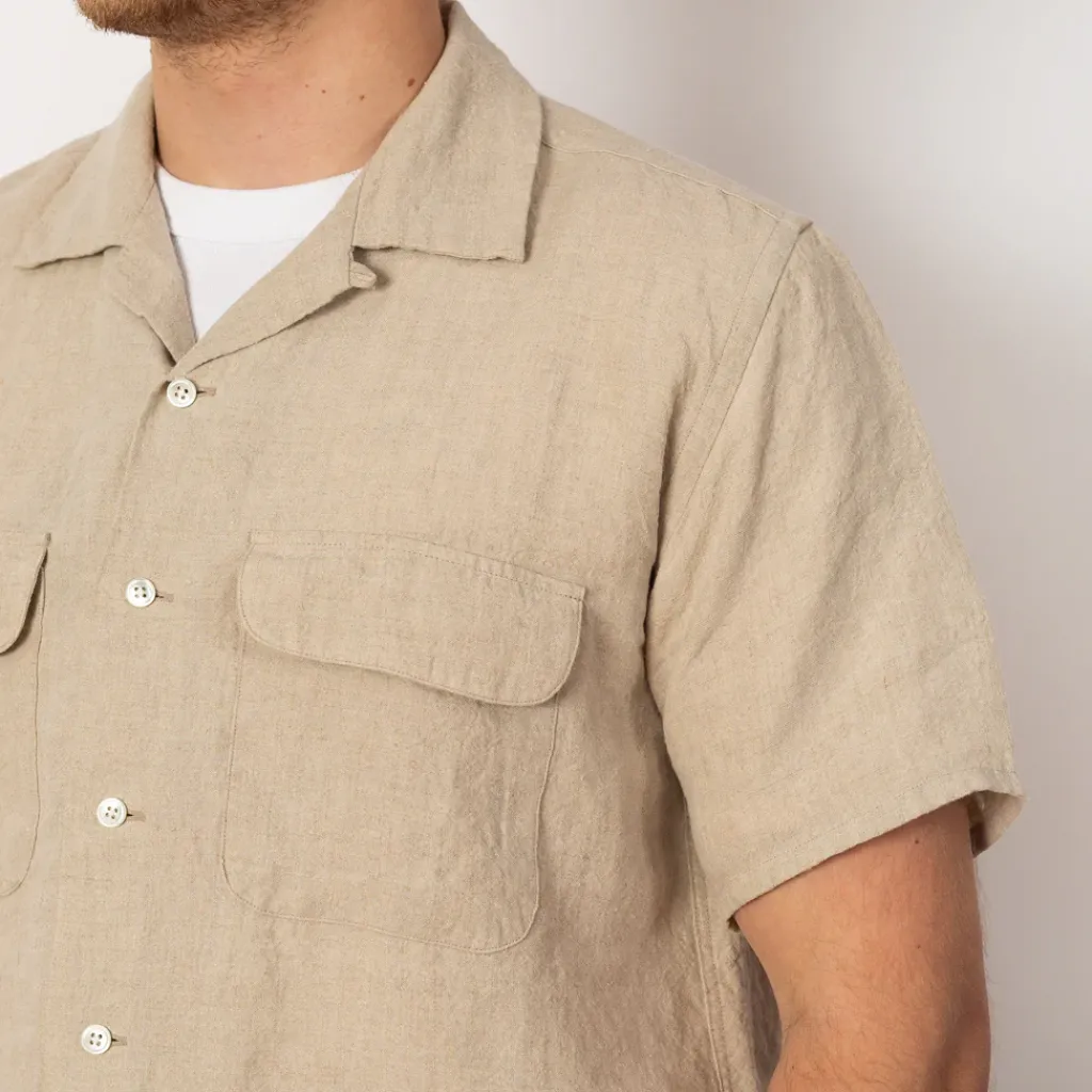 Shirts|Beams Plus Open Collar Shirt - Beige