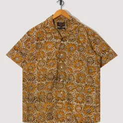 Shirts|Beams Plus Open Collar Shirt - Yellow Sun Flower