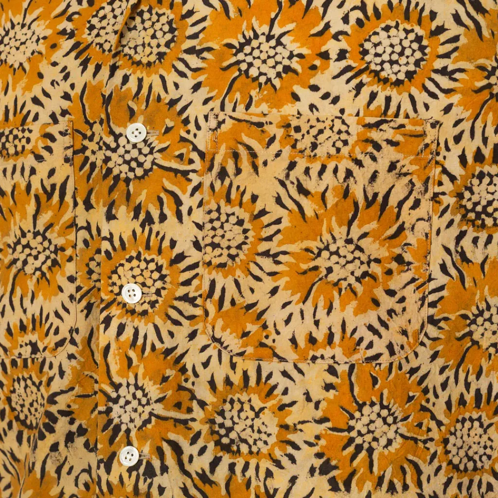 Shirts|Beams Plus Open Collar Shirt - Yellow Sun Flower