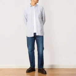 Shirts|Beams Plus Oxford Candy Stripe Shirt - Blue