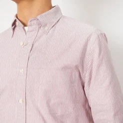 Shirts|Beams Plus Oxford Candy Stripe Shirt - Wine