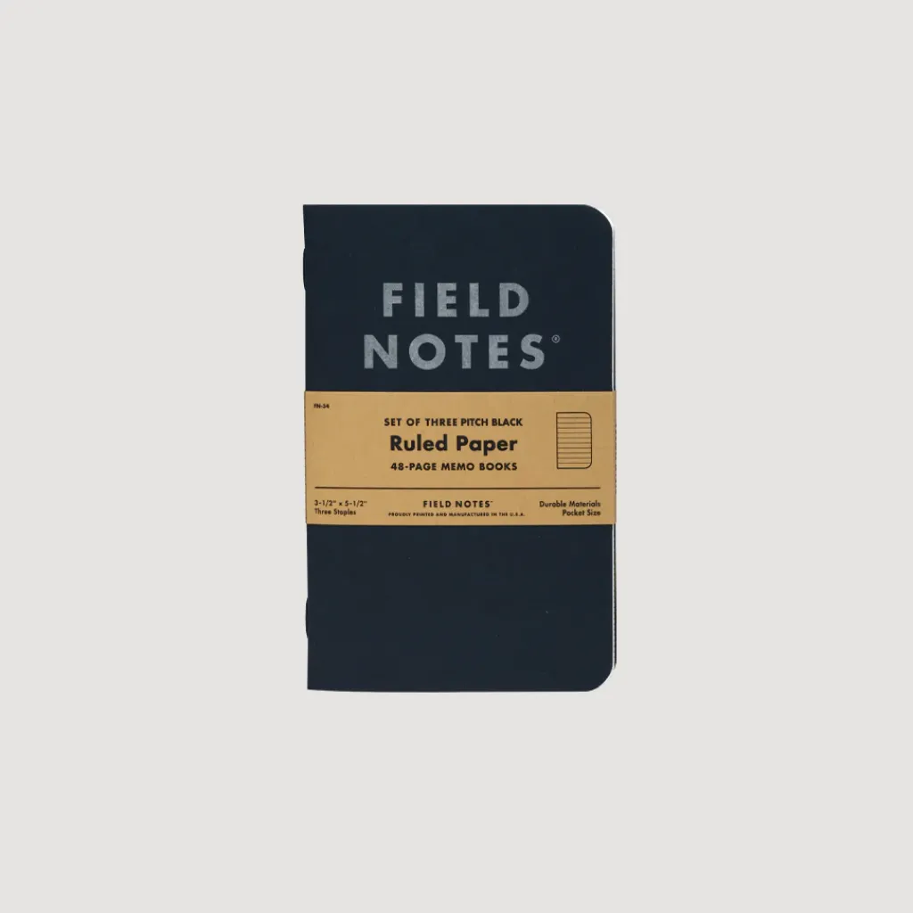 Lifestyle|Field Notes Pitch Black Memo Pad - Ruled