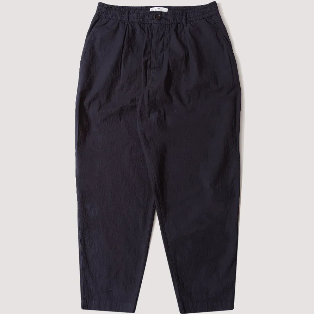 Trousers|Universal Works Pleated Track Pant - Navy Seersucker