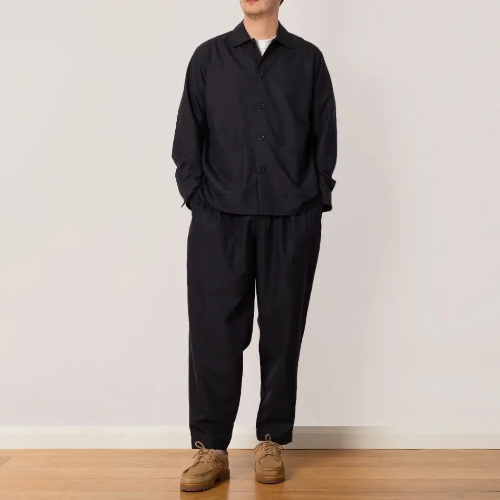 Trousers|Universal Works Pleated Track Pant - Navy Tropical Wool