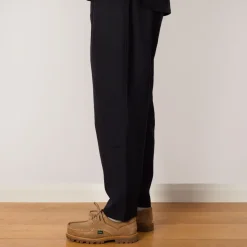 Trousers|Universal Works Pleated Track Pant - Navy Tropical Wool
