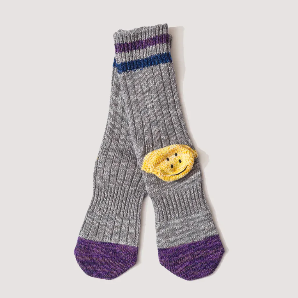 Socks|Kapital Rainbow Happy Heel Socks - Grey