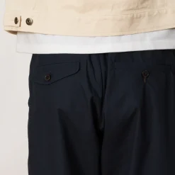 Trousers|Universal Works Recycled Poly Tech Pleated Track Pant - Navy