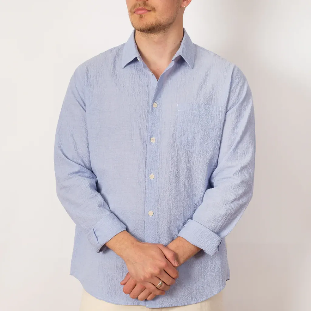 Shirts|Folk Relaxed Fit Shirt - Blue Texture