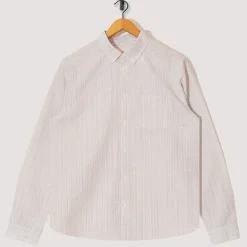 Shirts|Folk Relaxed Fit Shirt - Sage Microstripe Slub