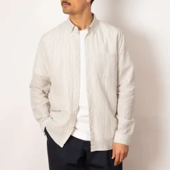 Shirts|Folk Relaxed Fit Shirt - Sage Microstripe Slub