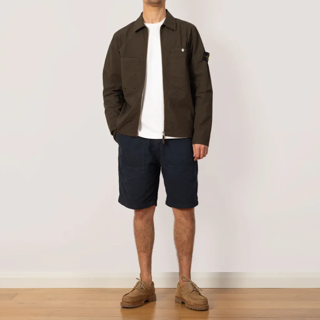 Shirts|Stone Island Ripstop Zip Overshirt - Military Green (V0054)